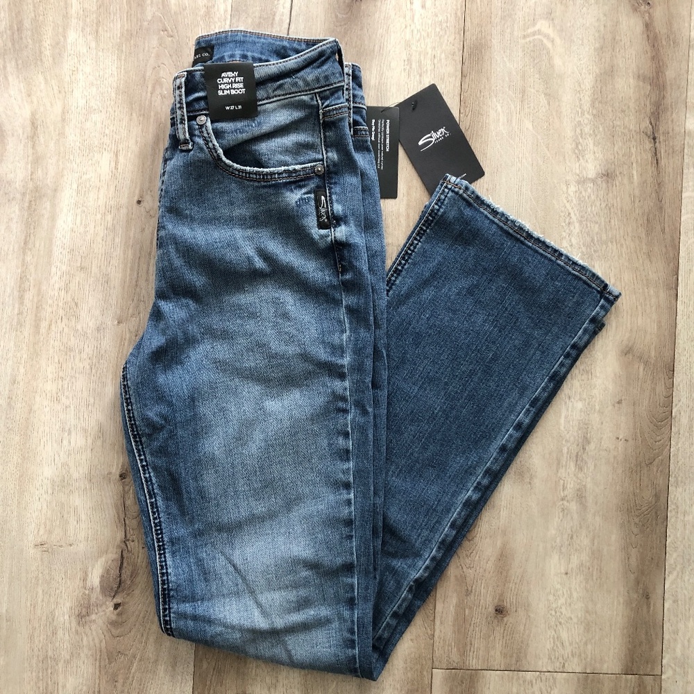 Silver Jeans, Avery, Slim, Bootcut, Curvy Fit, High Rise, Indigo Size 27/31, NEW